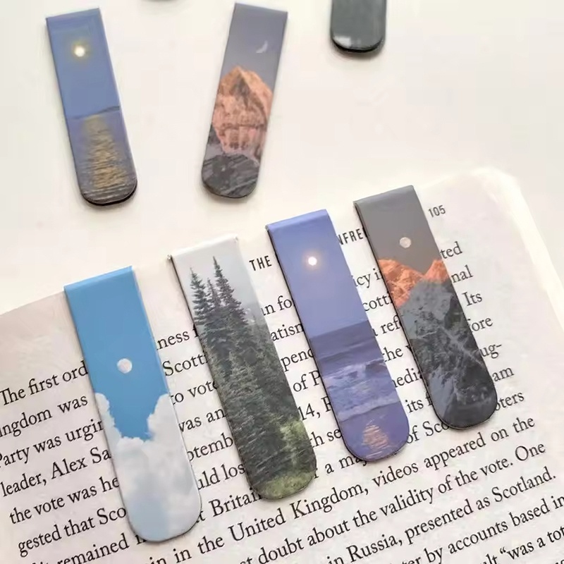 Paperclip Magnetic Set - 2 ชิ้น/เซ็ต ที่คั่นหนังสือแม่เหล็ก ที่คั่นหนังสือลายธรรมชาติสวยงาม ที่คั่นหน้าหนังสือ คลิปแม่เหล็ก