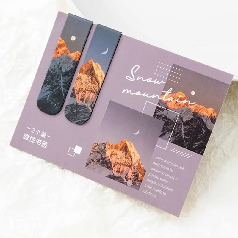 Paperclip Magnetic Set - 2 ชิ้น/ชุด ที่คั่นหนังสือแม่เหล็ก ที่คั่นหนังสือแม่เหล็กภาพทิวทัศน์สวยงาม อุปกรณ์อ่านหนังสือ สำหรับโรงเรียน