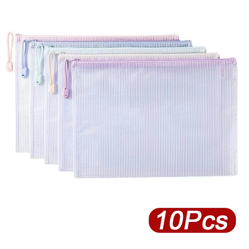 Supply Of Office Stationery - 5-30 ชิ้นถุงตาข่ายซิป A4/A5 ถุงซิปพลาสติกจัดระเบียบกระเป๋าเอกสารกันน้ำสำหรับอุปกรณ์สำนักงานเครื่องเขียนโรงเรียน