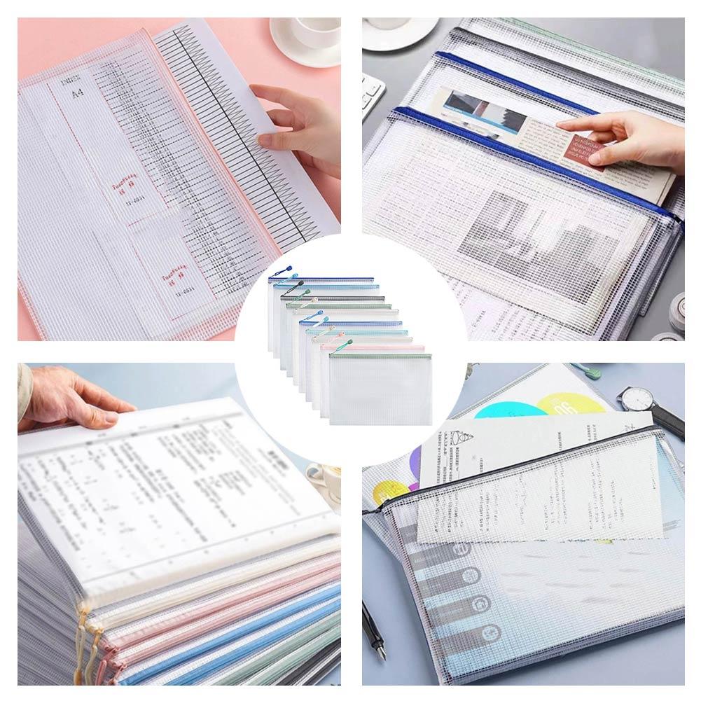 Supply Of Office Stationery - 10 ชิ้น โมรันดี ไลท์ คัลเลอร์ ซีรีส์กระเป๋าเก็บเครื่องเขียนแบบตาข่ายพร้อมซิปสำหรับนักเรียนอุปกรณ์สำนักงานโรงเรียน